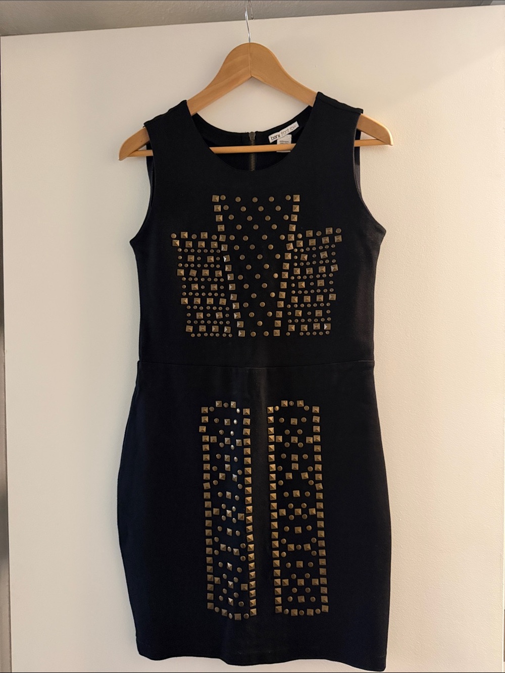 Bar III Black Mini Dress with Gold Stud Embellishment
